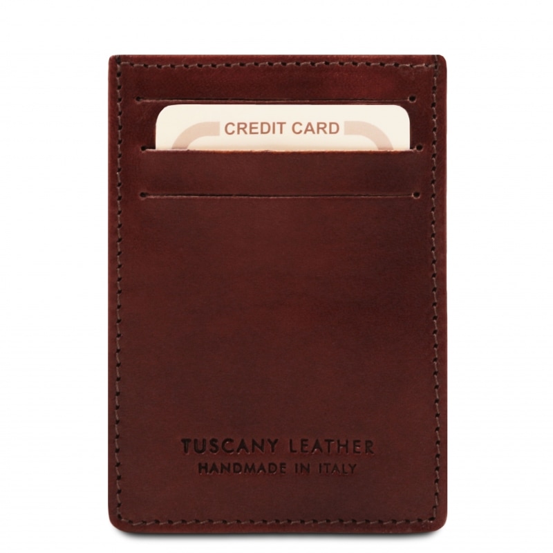 Leder-Etui für Karten mit Scheinklammer dunkelbraun Leder-Etui für Karten mit Scheinklammer dunkelbraun