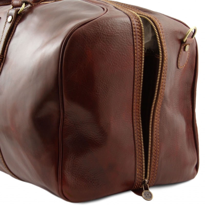 Große Leder-Reisetasche Francoforte Seitenansicht Große Leder-Reisetasche Francoforte Seitenansicht