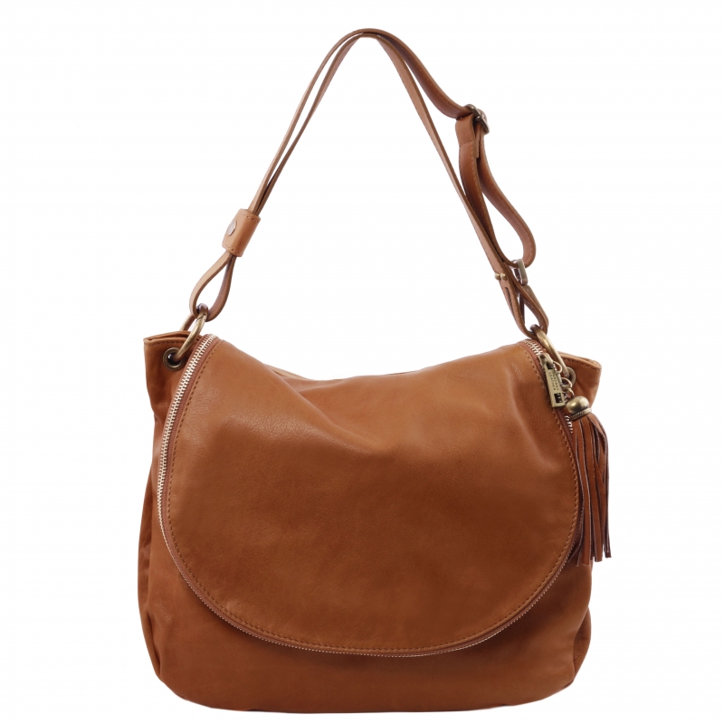 Tuscany Leather Schultertasche aus Leder zimt Tuscany Leather Schultertasche aus Leder zimt