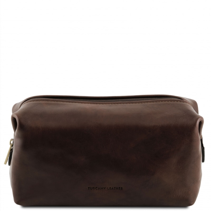 Leder Kulturtasche Smarty klein dunkelbraun Leder Kulturtasche Smarty klein dunkelbraun