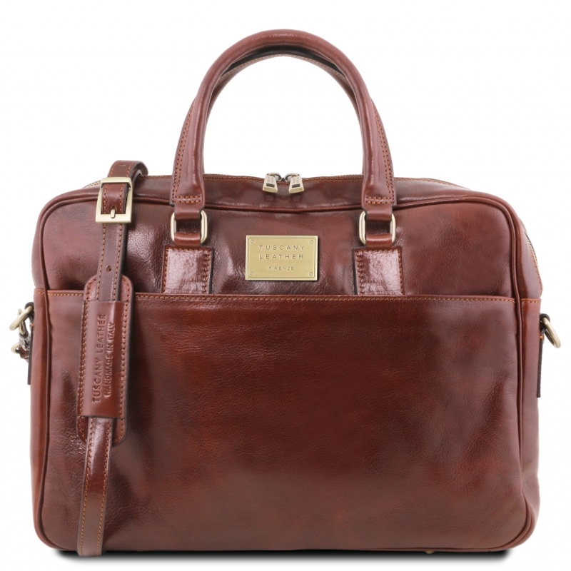 Leder Laptoptasche-Aktentasche Urbino Braun Leder Laptoptasche-Aktentasche Urbino Braun