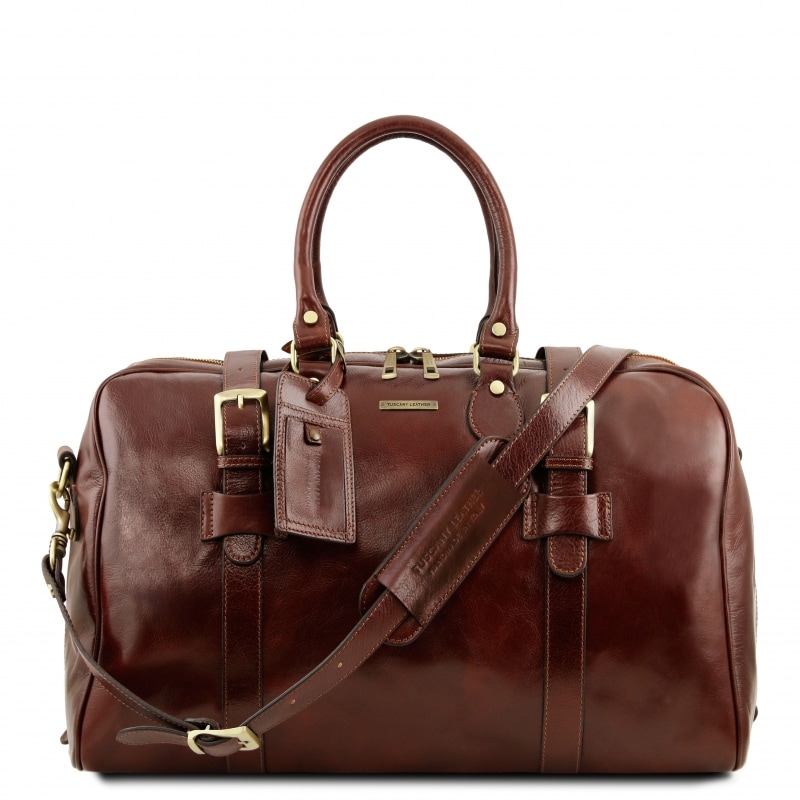 Kleine TL Voyager Leder Reisetasche mit Schnallen Braun Kleine TL Voyager Leder Reisetasche mit Schnallen Braun