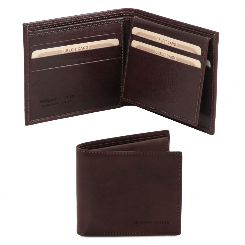 Leder Brieftasche TL141353 dunkelbraun Leder Brieftasche TL141353 dunkelbraun