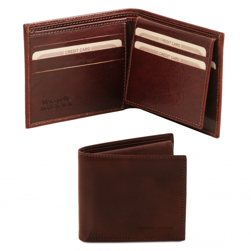 Leder Brieftasche TL141353 dunkelbraun Leder Brieftasche TL141353 dunkelbraun