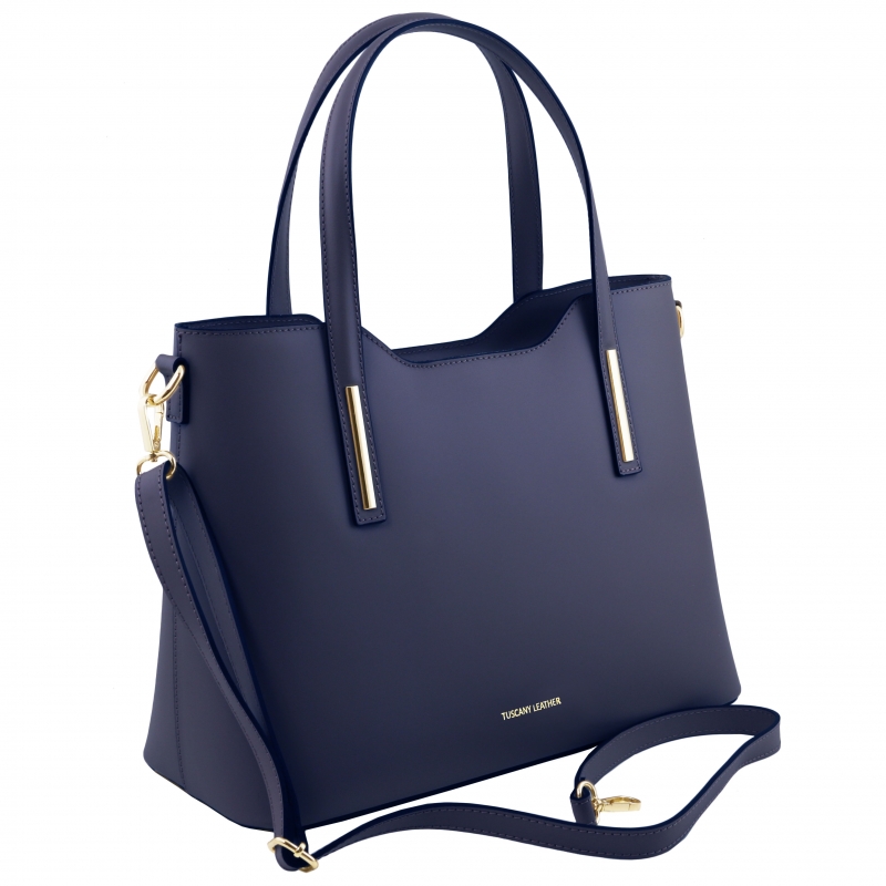 Leder-Handtasche Olimpia blau seite Leder-Handtasche Olimpia blau seite