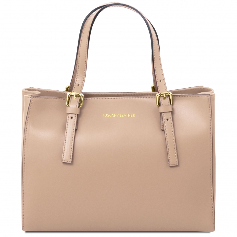 Leder-Handtasche Aura champagner Leder-Handtasche Aura champagner