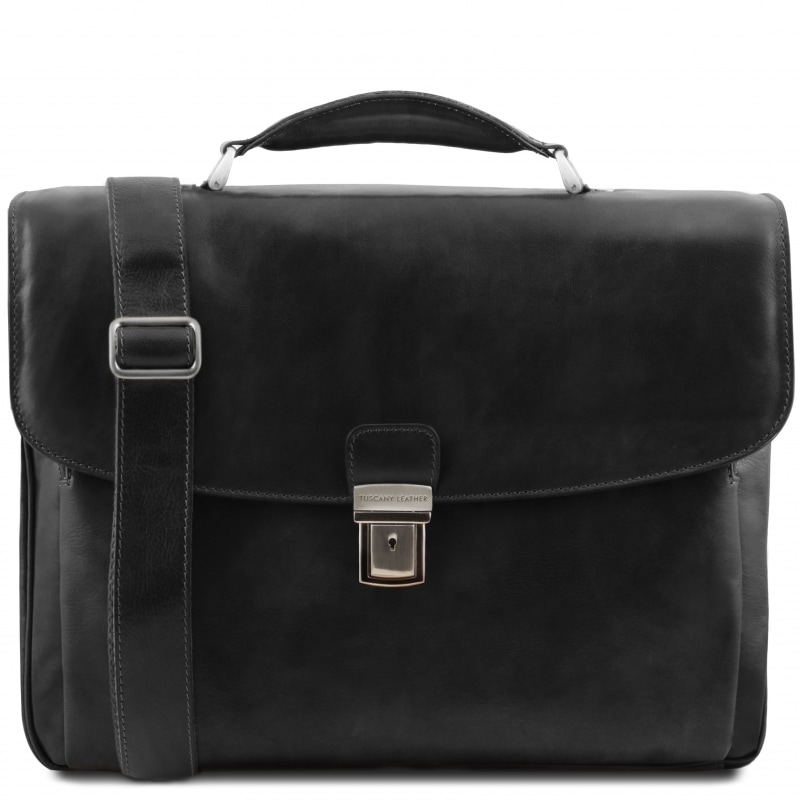 Leder Aktentasche - Laptoptasche Alessandria Schwarz Leder Aktentasche - Laptoptasche Alessandria Schwarz