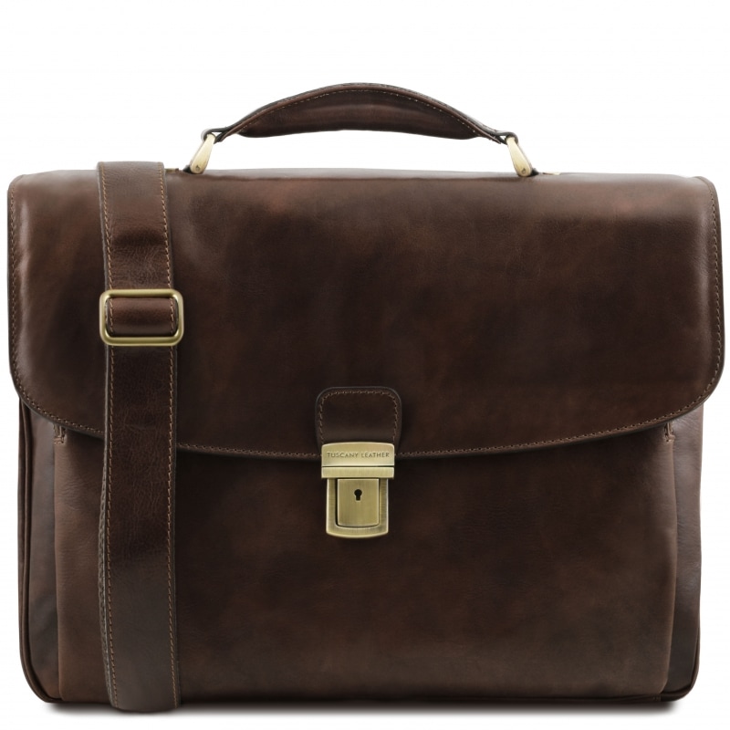 Leder Aktentasche - Laptoptasche Alessandria Dunkelbraun Leder Aktentasche - Laptoptasche Alessandria Dunkelbraun