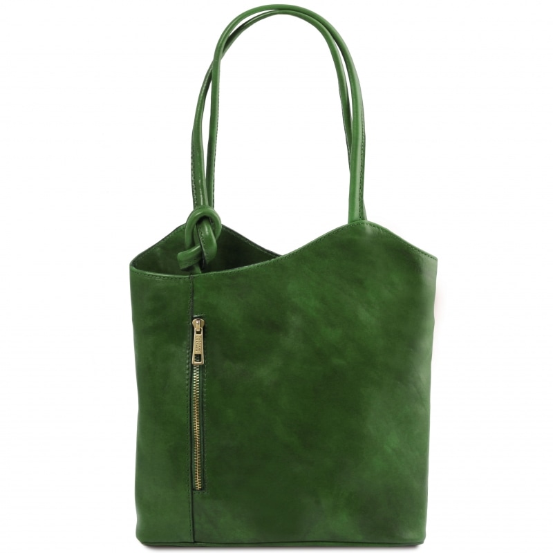 Leder Schultertasche Rucksack Patty grün Leder Schultertasche Rucksack Patty grün