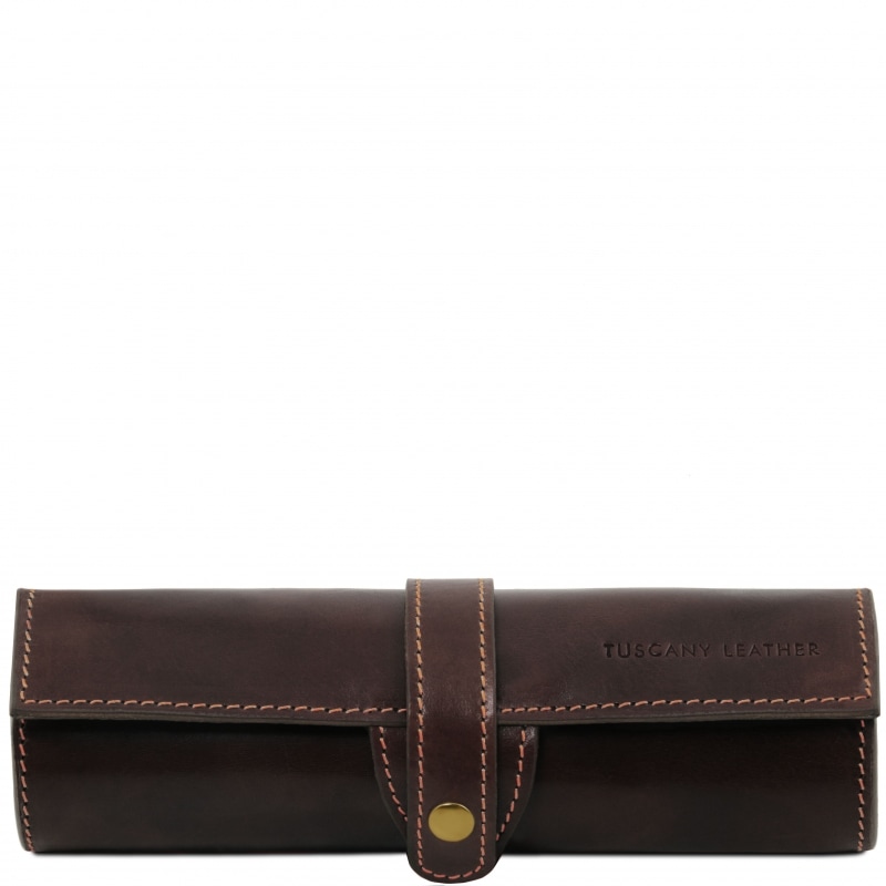 Stifte-Etui aus Leder Dunkelbraun Stifte-Etui aus Leder Dunkelbraun
