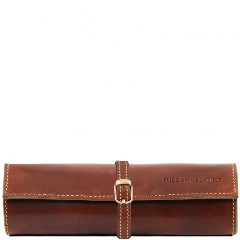Schmuckrolle aus Leder Braun Schmuckrolle aus Leder Braun