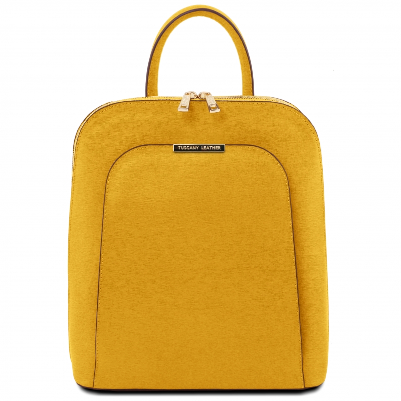 Leder Rucksack Saffiano gelb Leder Rucksack Saffiano gelb