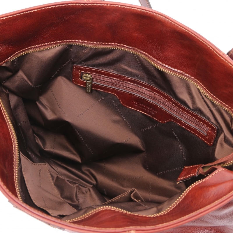 Leder Schultertasche Shopper Annalisa Interieur-1 Leder Schultertasche Shopper Annalisa Interieur-1