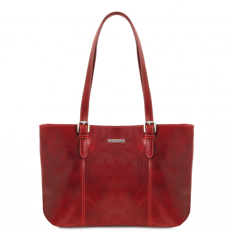 Leder Schultertasche Shopper Annalisa Rot Leder Schultertasche Shopper Annalisa Rot