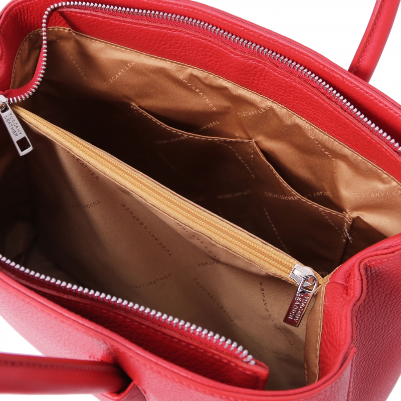 Leder-Handtasche Camelia rot interieur Leder-Handtasche Camelia rot interieur