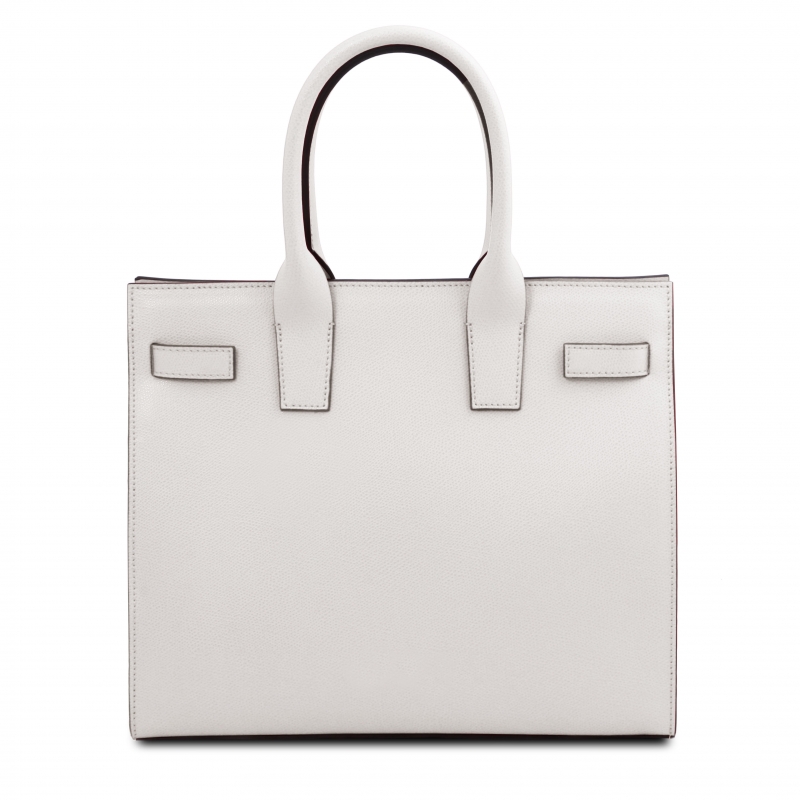 Leder-Handtasche Catherine weiß rückseite Leder-Handtasche Catherine weiß rückseite
