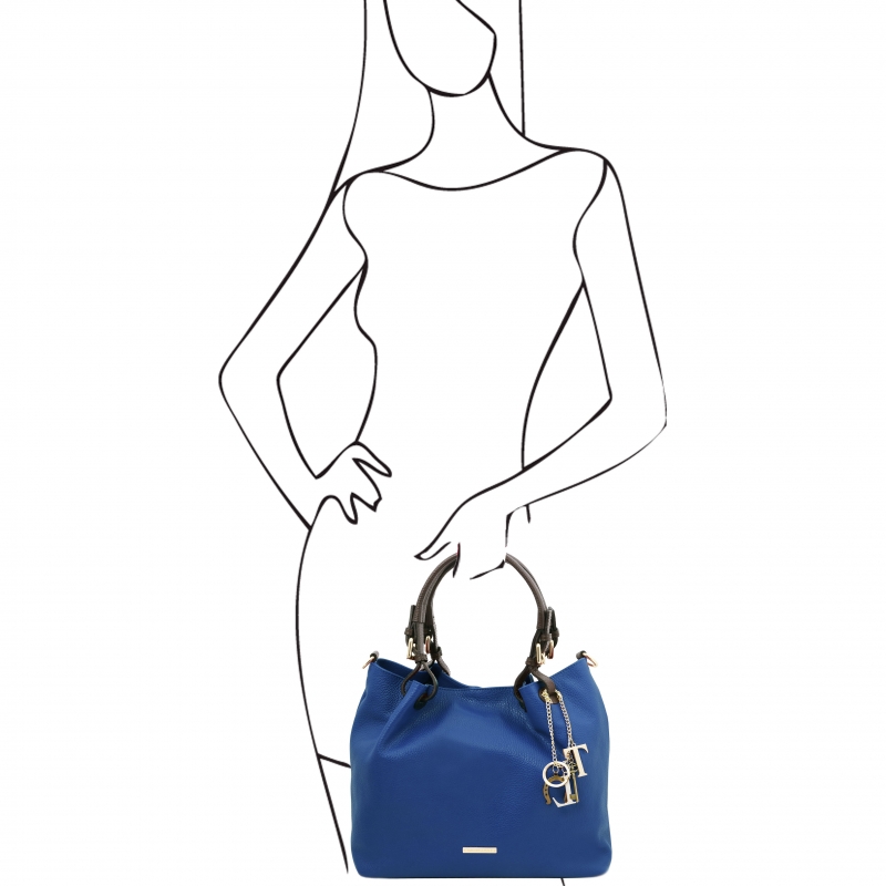 TL KeyLuck Leder-Handtascheblau outfit TL KeyLuck Leder-Handtascheblau outfit