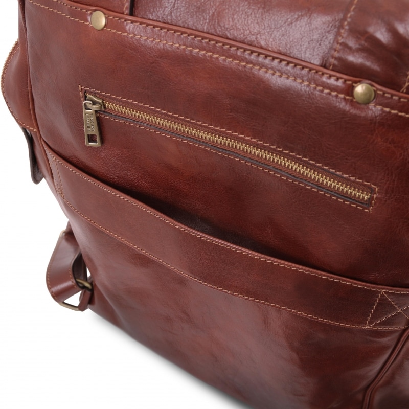 Leder Laptop-Rucksack Bangkok gross Trolleyschlaufe Leder Laptop-Rucksack Bangkok gross Trolleyschlaufe