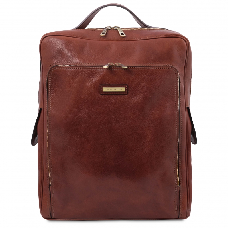Leder Laptop-Rucksack Bangkok gross braun Leder Laptop-Rucksack Bangkok gross braun