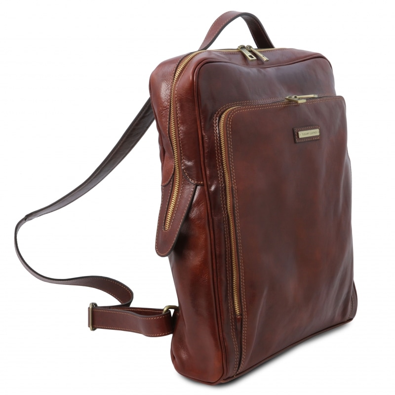 Leder Laptop-Rucksack Bangkok gross Seitennasicht Leder Laptop-Rucksack Bangkok gross Seitennasicht