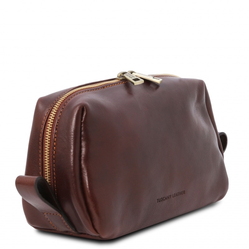 Leder Kulturtasche Owen Seitenansicht Leder Kulturtasche Owen Seitenansicht
