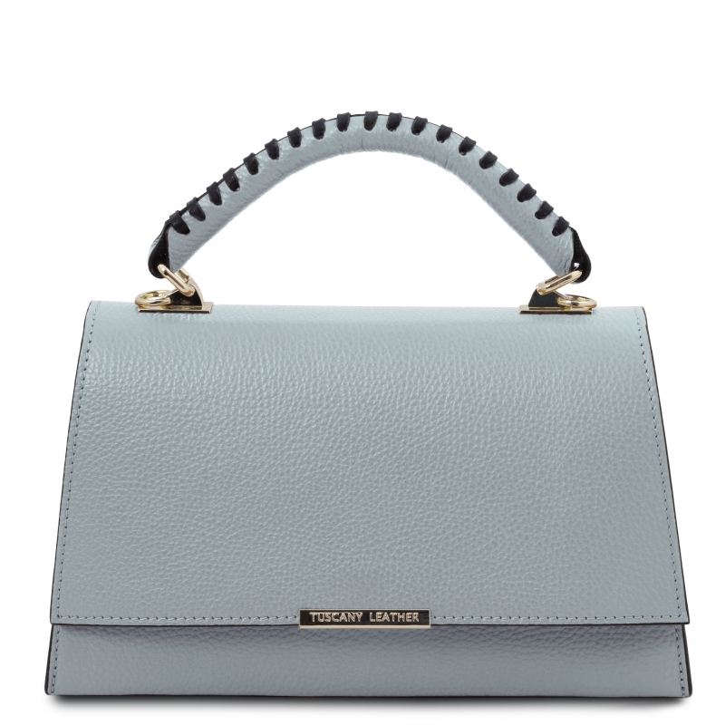 Leder Handtasche Satchel Hellblau Leder Handtasche Satchel Hellblau