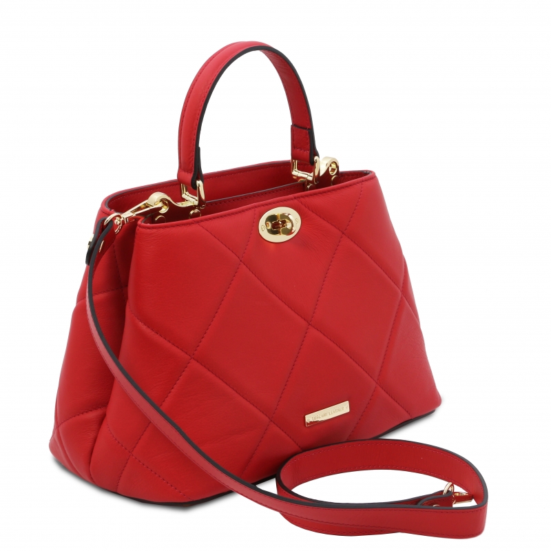 Leder-Handtasche im Stepp-Design Rot Leder-Handtasche im Stepp-Design Rot