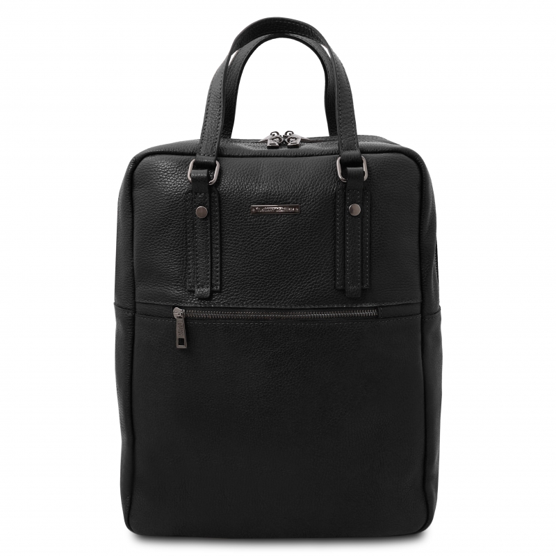 Leder-Rucksack mit Tragegriffe Schwarz Leder-Rucksack mit Tragegriffe Schwarz