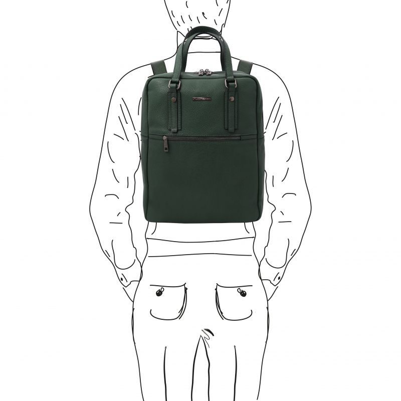 Leder-Rucksack TL Bags Grün Outfit Leder-Rucksack TL Bags Grün Outfit