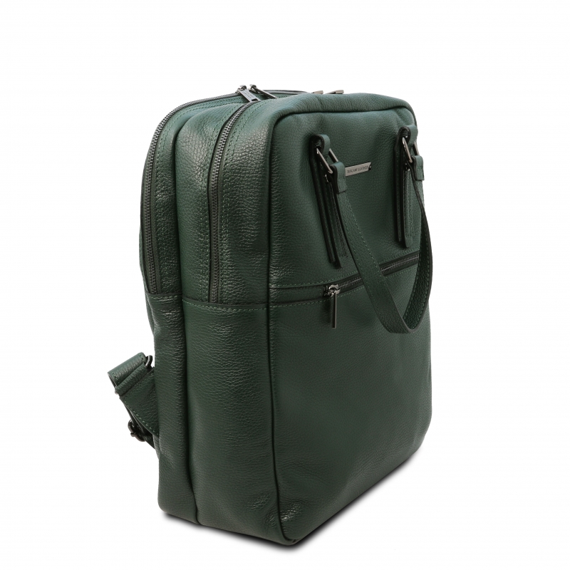 Leder-Rucksack TL Bags Grün Seitenansicht Leder-Rucksack TL Bags Grün Seitenansicht