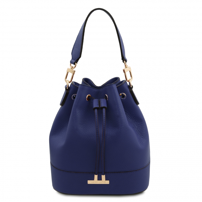 Beuteltasche aus Leder Dunkelblau Beuteltasche aus Leder Dunkelblau