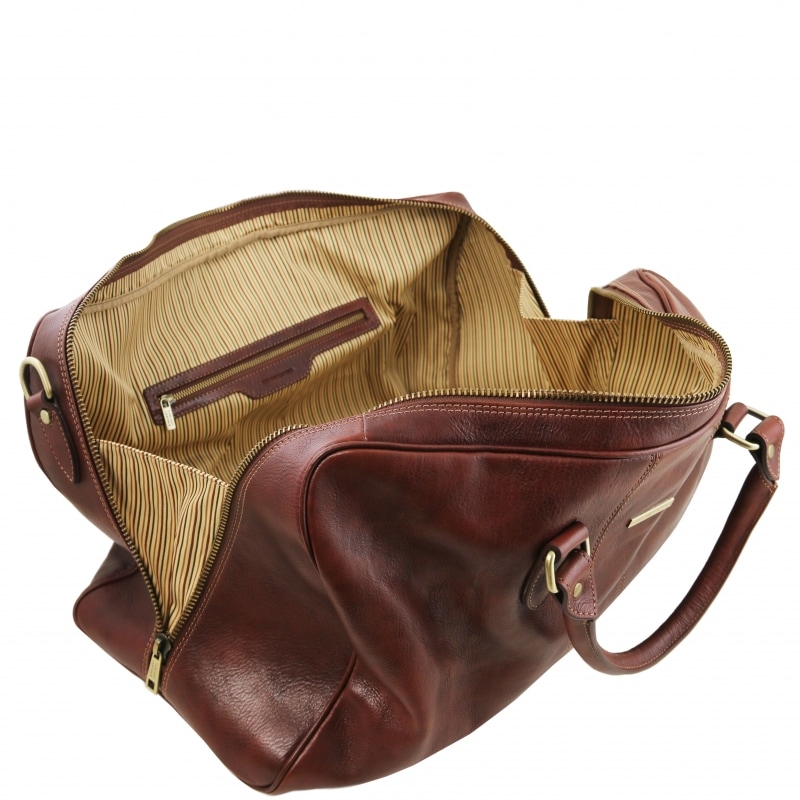 Leder Reisetasche Lisbona gross geöffnet Leder Reisetasche Lisbona gross geöffnet
