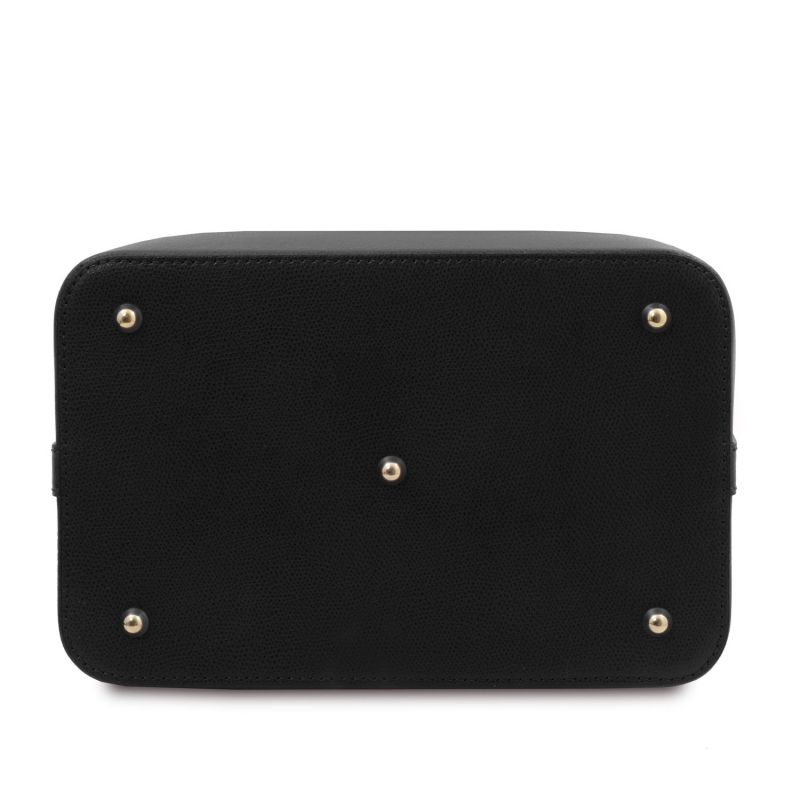 Beuteltasche "Minerva" Leder schwarz Boden Beuteltasche "Minerva" Leder schwarz Boden