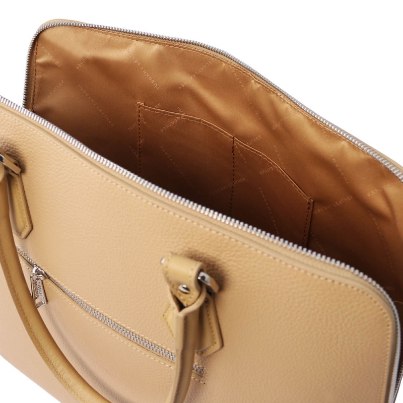 Damen Aktentasche Magnolia Champagner Interieur-1 Damen Aktentasche Magnolia Champagner Interieur-1