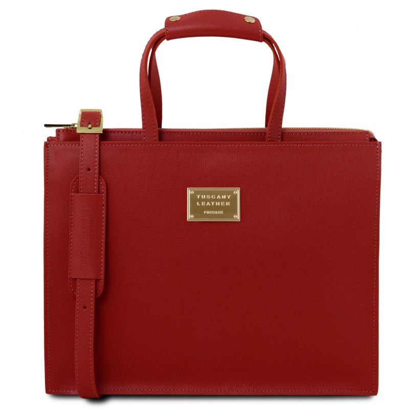 Saffiano-Leder Aktentasche Palermo Rot