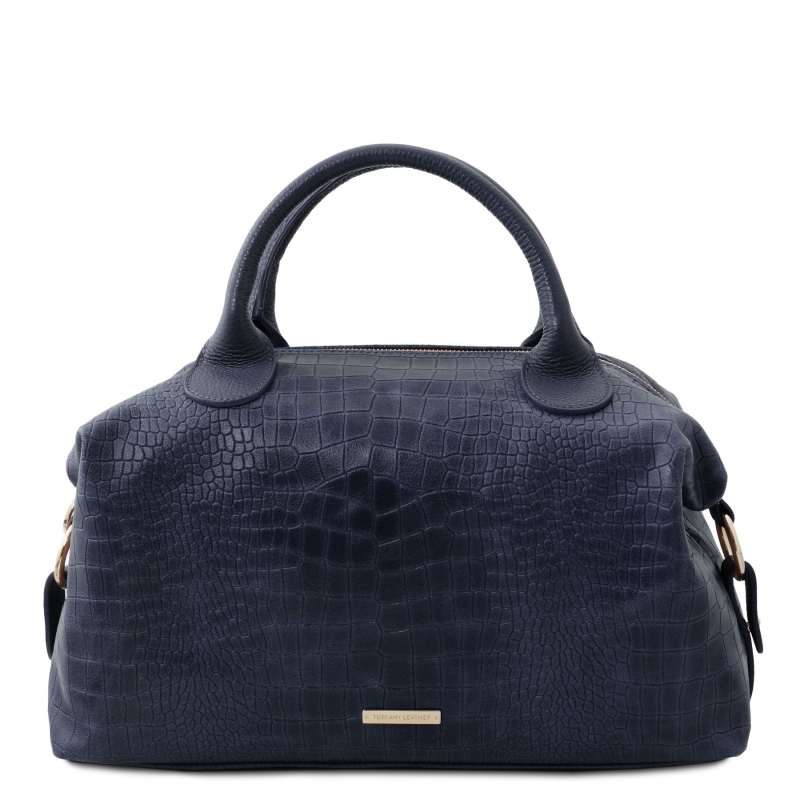 Handtasche Kroko-Prägung blau Handtasche Kroko-Prägung blau