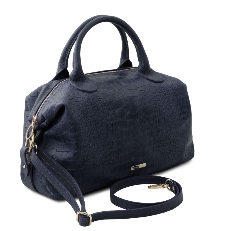 Handtasche Kroko-Prägung seitenansicht Handtasche Kroko-Prägung seitenansicht