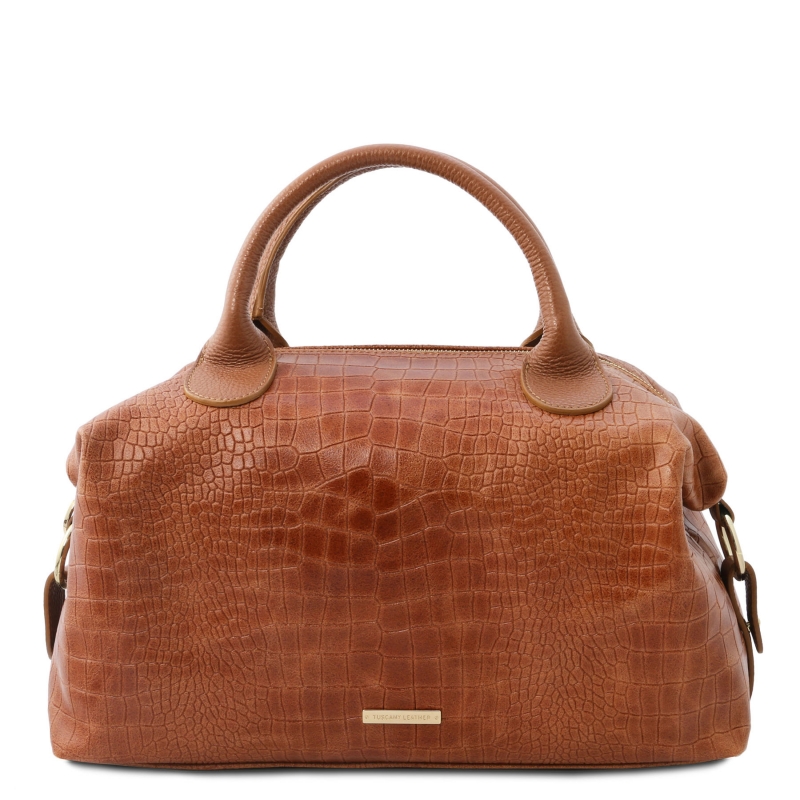 Handtasche Kroko-Prägung cognac Handtasche Kroko-Prägung cognac