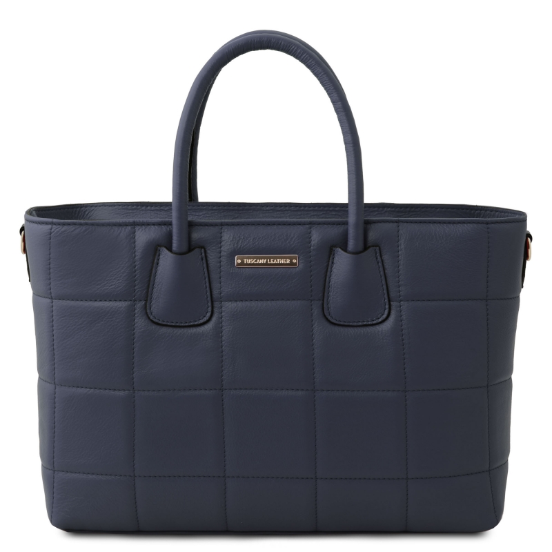 Handtasche Leder Steppdesign Blau Handtasche Leder Steppdesign Blau