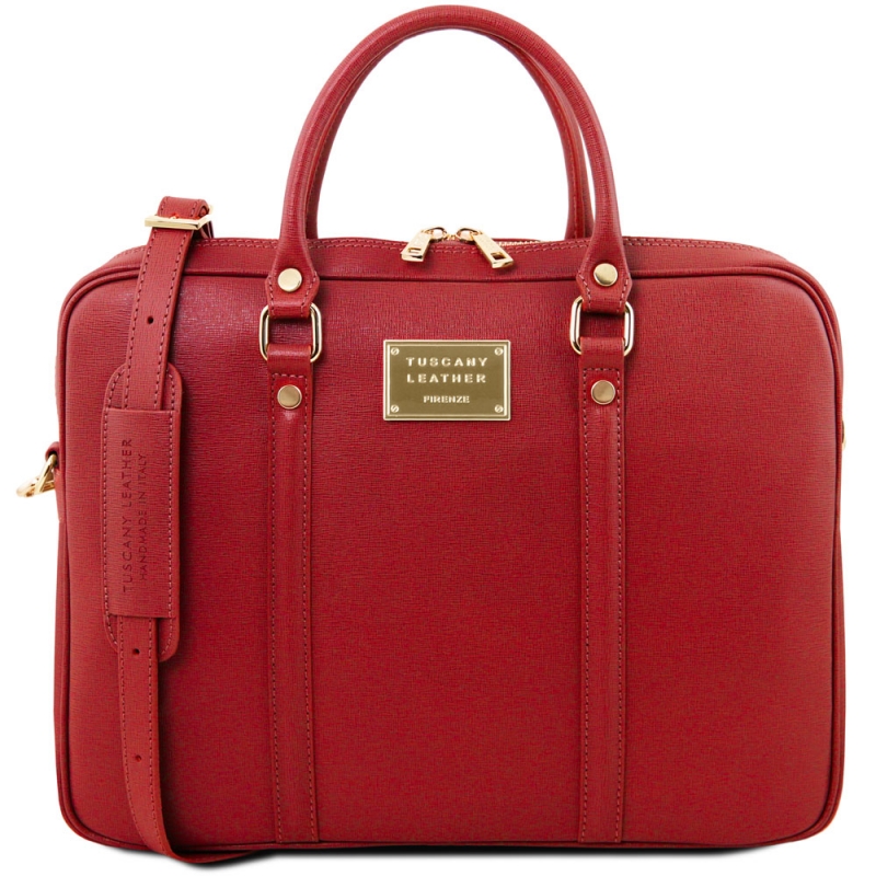 Saffiano-Leder Aktentasche Prato rot Saffiano-Leder Aktentasche Prato rot