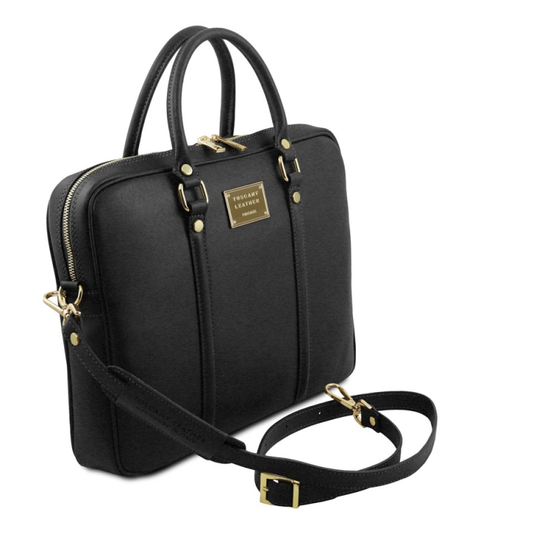 Saffiano-Leder Aktentasche Prato Seitenansicht Saffiano-Leder Aktentasche Prato Seitenansicht