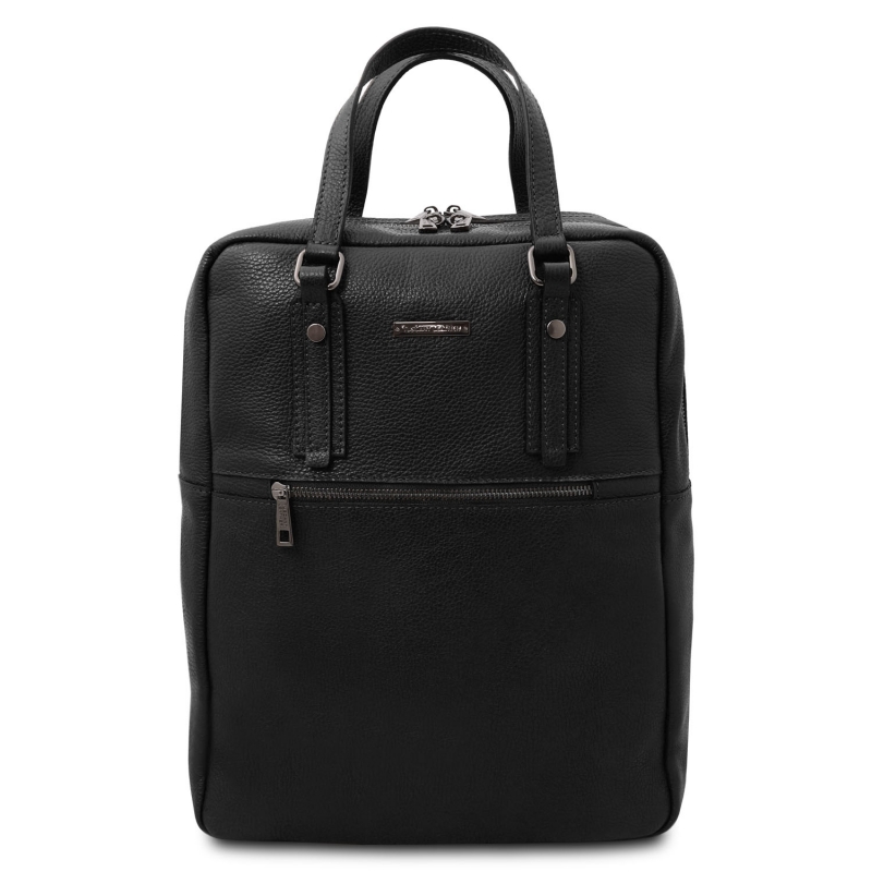 Leder-Rucksack mit Tragegriffe Schwarz Leder-Rucksack mit Tragegriffe Schwarz
