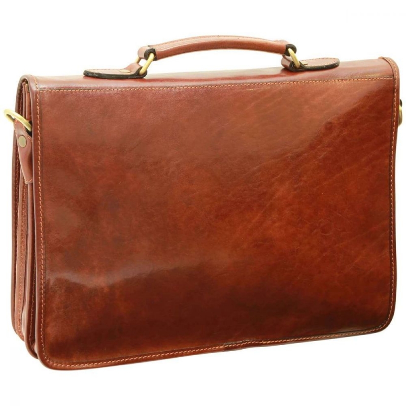 Old Angler Messenger-Aktentasche Leder Rückseite
