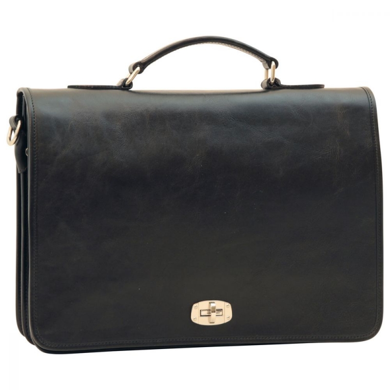 Old Angler Messenger-Aktentasche Leder schwarz Old Angler Messenger-Aktentasche Leder schwarz