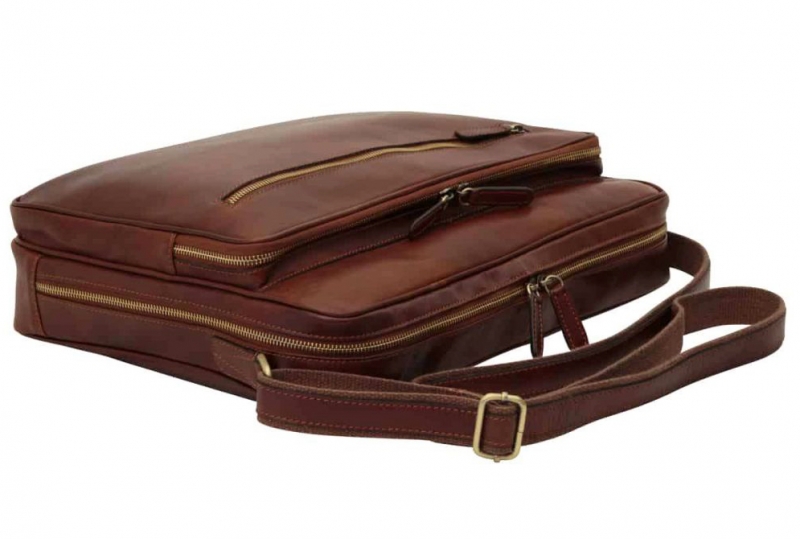 Old Angler Leder-Laptoptasche liegend Old Angler Leder-Laptoptasche liegend