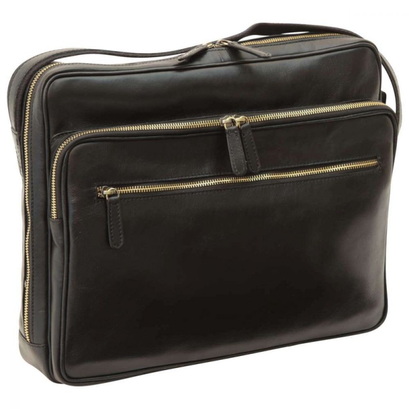 Old Angler Leder-Laptoptasche schwarz Old Angler Leder-Laptoptasche schwarz