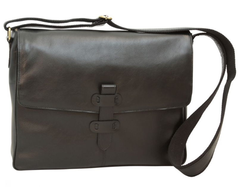 Old Angler Messenger-Bag mit Laptopfach schwarz