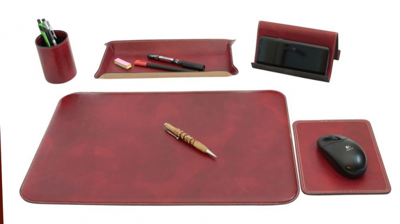 Old Angler 5-teiliges Schreibtisch-Set Leder rot Old Angler 5-teiliges Schreibtisch-Set Leder rot