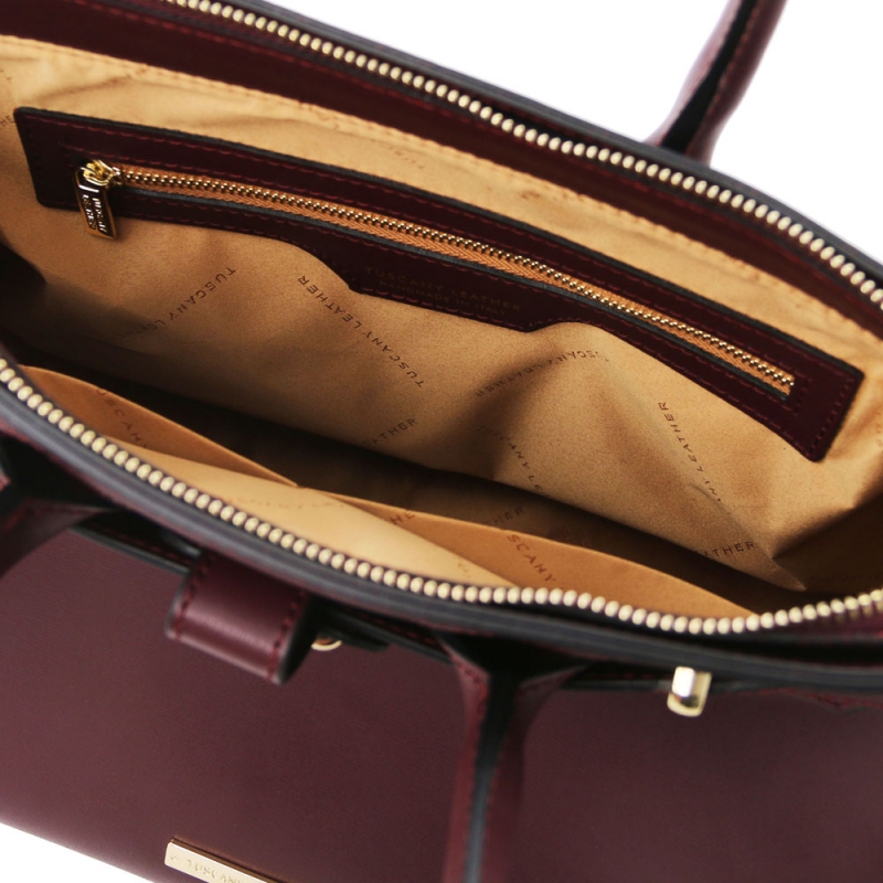 TL Bag Handtasche Leder Bordeaux Interieur-1 TL Bag Handtasche Leder Bordeaux Interieur-1