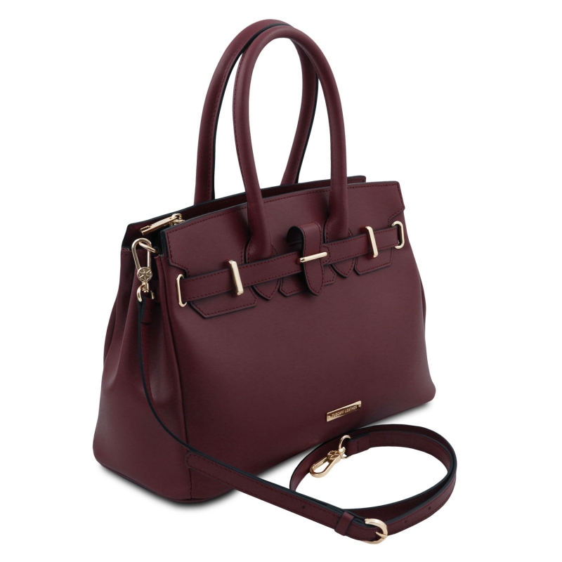 TL Bag Handtasche Leder Bordeaux Seitenansicht TL Bag Handtasche Leder Bordeaux Seitenansicht